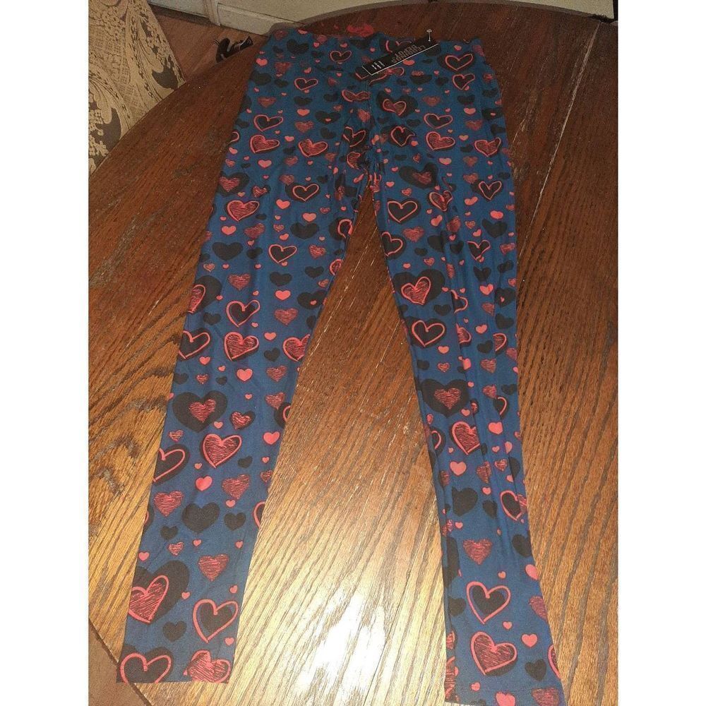 Plus Size One Size 12-20 Legging Depot Blue Red Black Heart Leggings Valentines